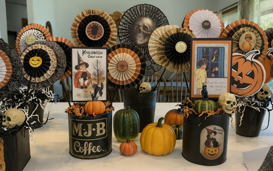 Step-by-Step Paper Rosette Halloween Banner Tutorial